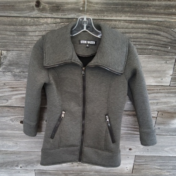 Steve Madden Charcoal Zip-Up Jacket Size Small Petite - Picture 1 of 9